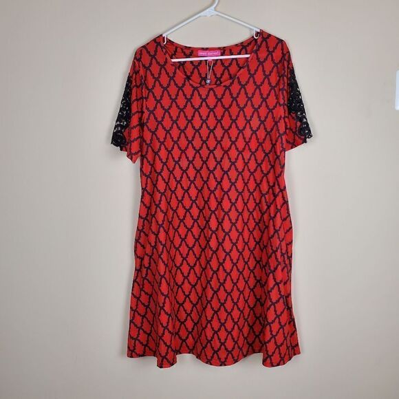 Simply Southern Red & Black Tail Gateders Dress Size Large - Picture 1 of 8